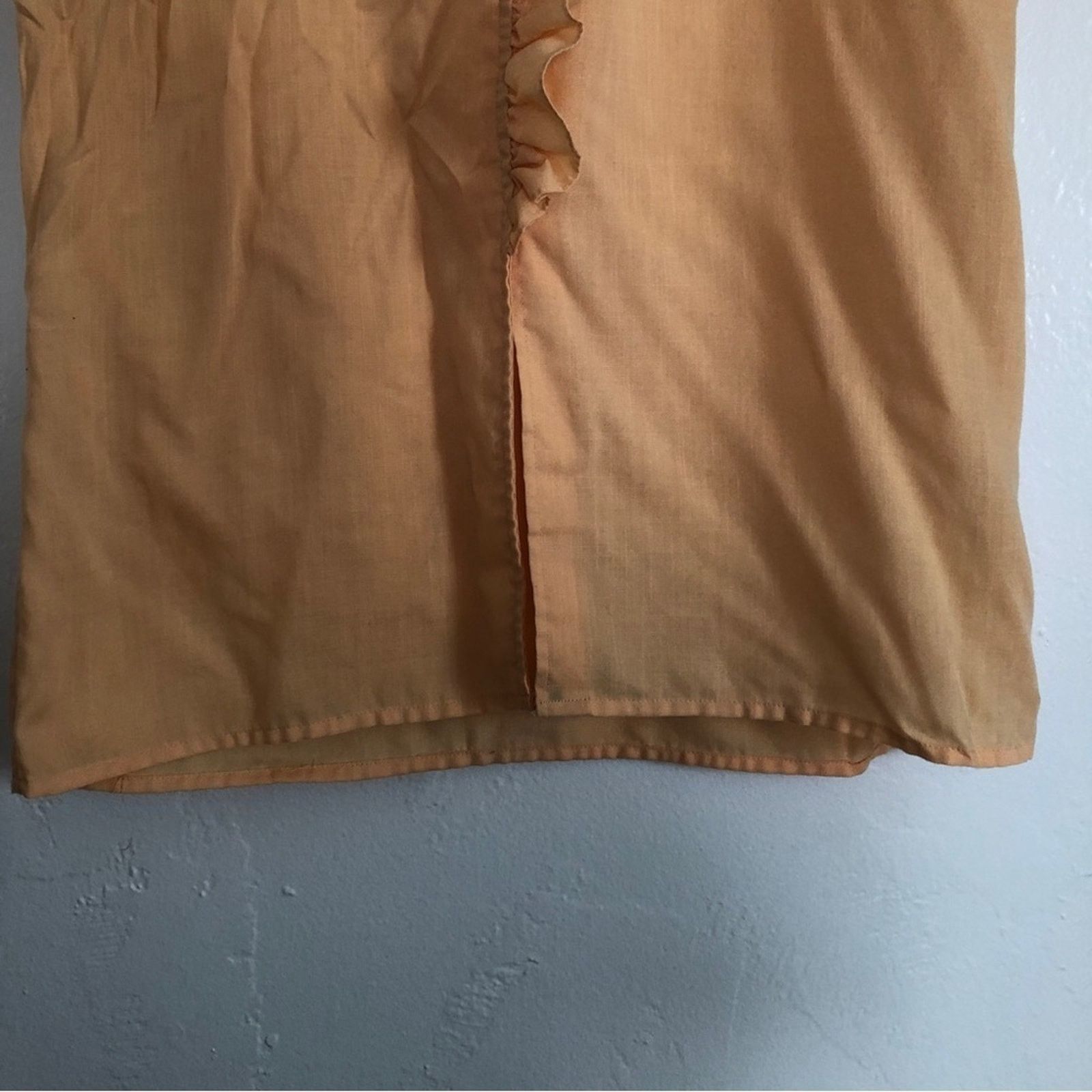 Vintage Act III Yellow Orange Button Short Sleeve Ruffle Blouse Top Size L / US 10 / IT 46 - 6 Thumbnail