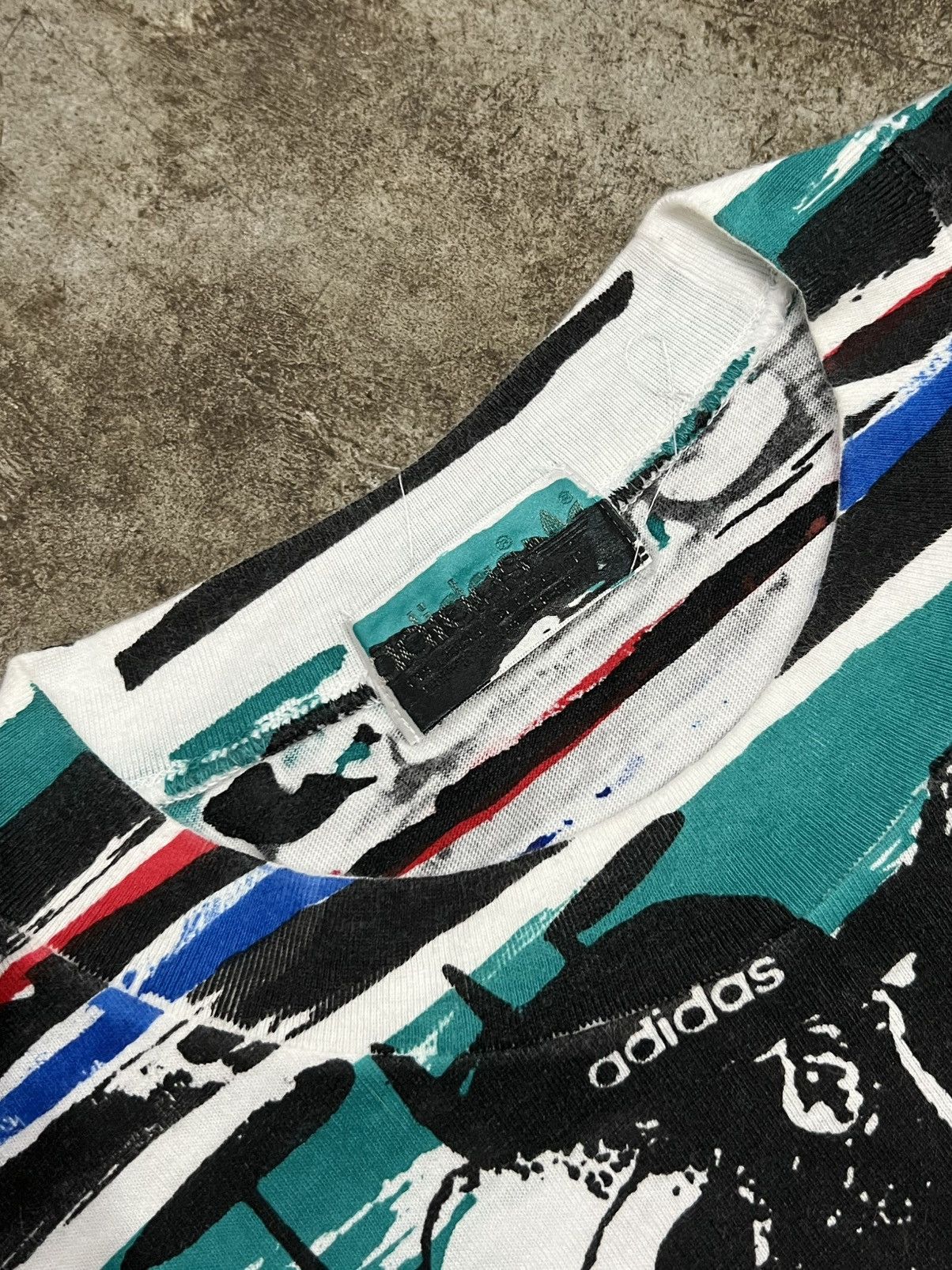 Vintage 80’s Adidas "The Art Of Password" All Over Print T-Shirt Size US L / EU 52-54 / 3 - 6 Thumbnail