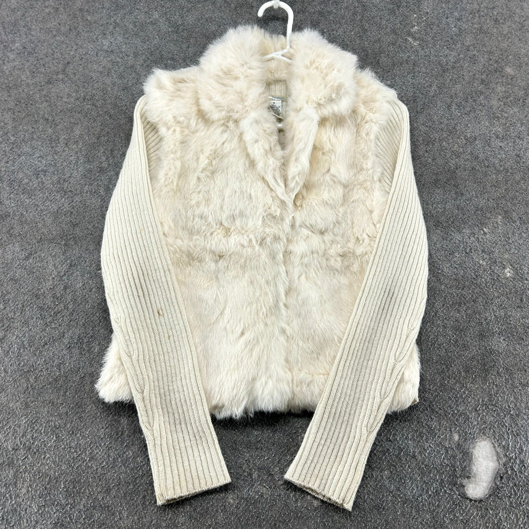 Vintage VINTAGE Frost Jacket Womens M White Wool Ribbed Knit Real Rabbit Fur Sweater Y2K Size M / US 6-8 / IT 42-44 - 2 Thumbnail