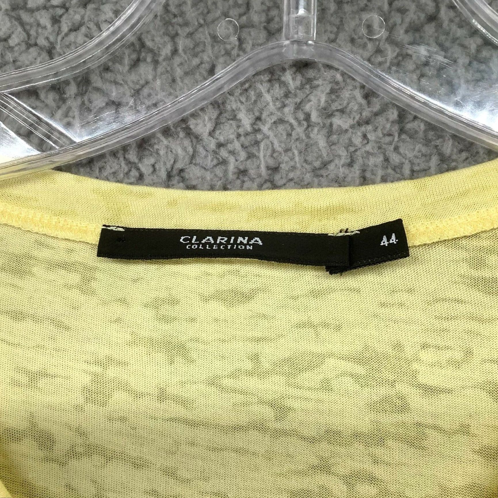 Vintage Clarina T-Shirt Women Yellow Beaded L V-Neck Short Sleeve - Spring Summer Womens L 90s? Size L / US 10 / IT 46 - 5 Thumbnail