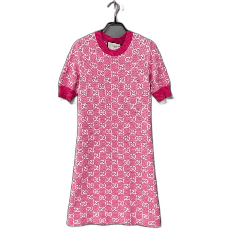 Gucci Pink Printed Knit Dress by Gucci-2505 Size S / US 4 / IT 40 - 1 Thumbnail