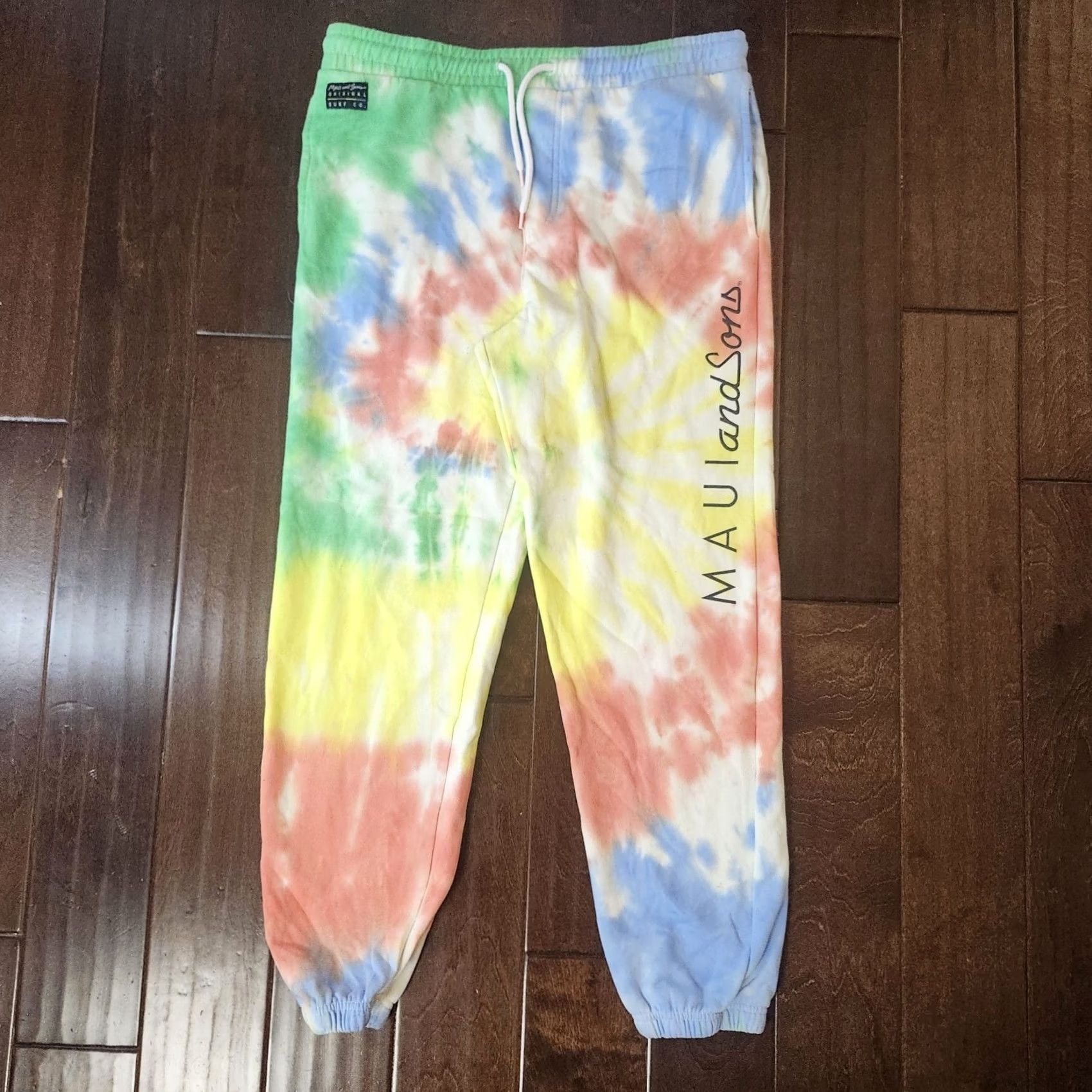 Rainbow Maui and Sons Tie Dye Jogger Sweatpants Mens Medium Rainbow Lounge Pants Regular Fit with Pockets Size US 31 - 2 Thumbnail