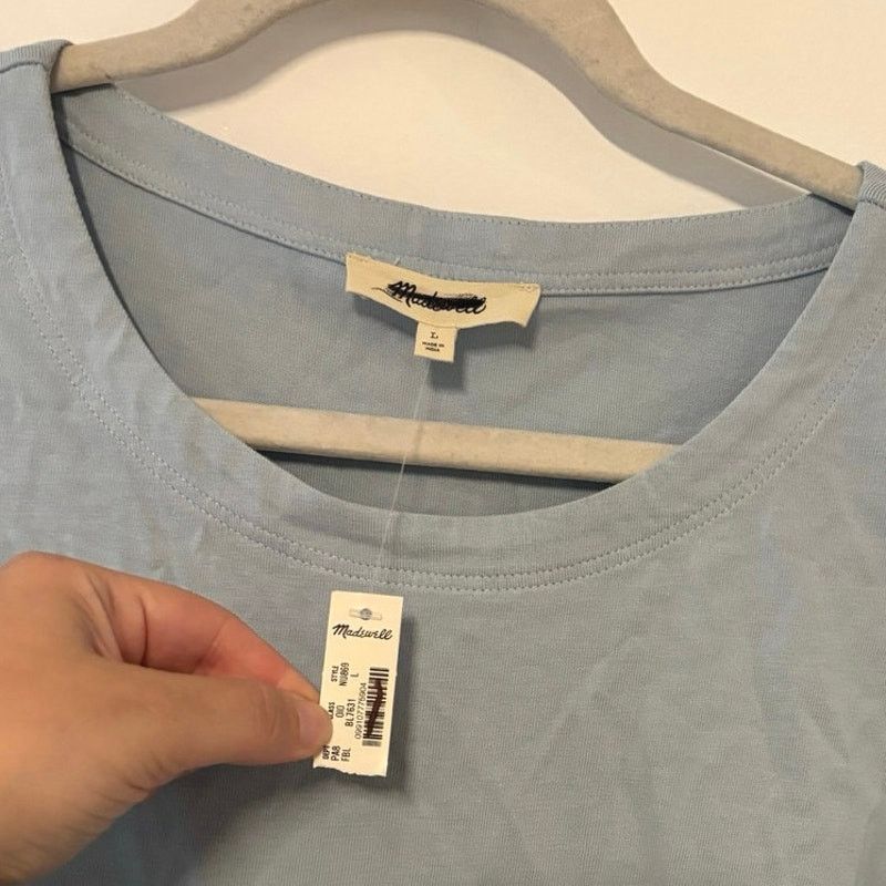 Madewell NWT Madewell Side-Cinch Puff-Sleeve Tee Blue Size Large Size L / US 10 / IT 46 - 3 Thumbnail