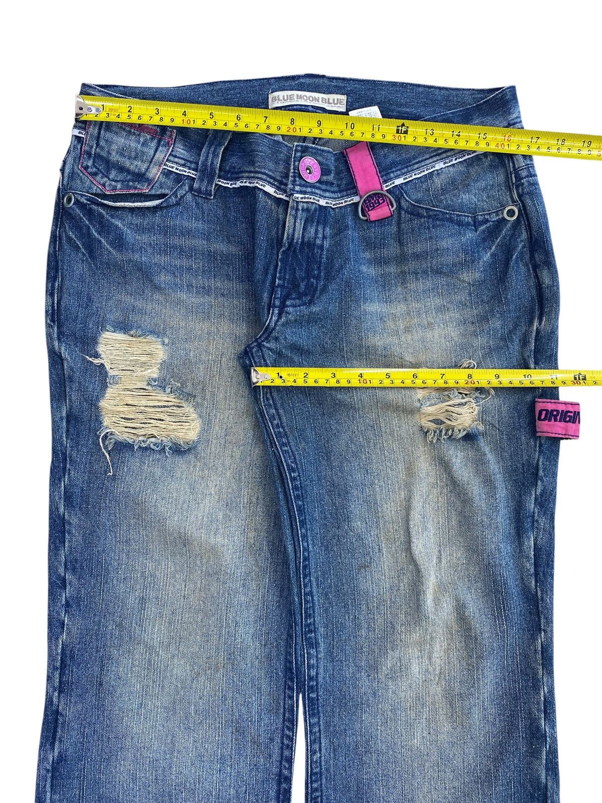 Japanese Brand Blue Moon Faded Wash Ripped Style Back Carpenter Jeans Size US 33 - 5 Thumbnail