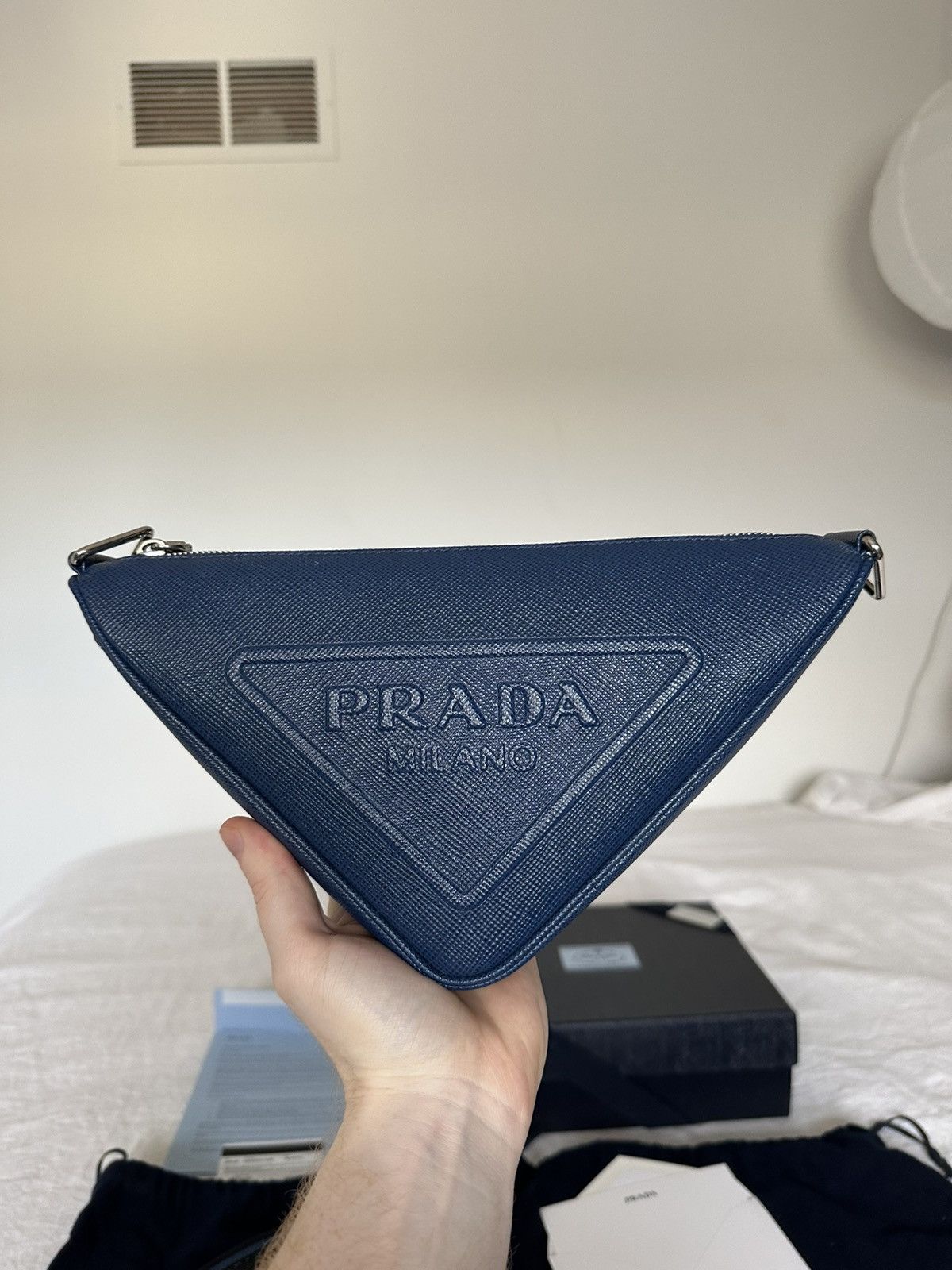 Prada Saffiano Triangle Bag in Bluette Size ONE SIZE - 15 Thumbnail