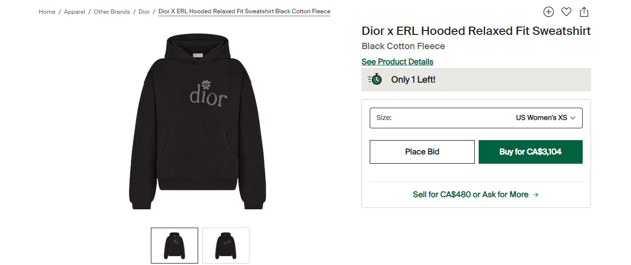 Dior Dior x ERL Hooded Relaxed Fit Sweatshirt Size US L / EU 52-54 / 3 - 5 Thumbnail