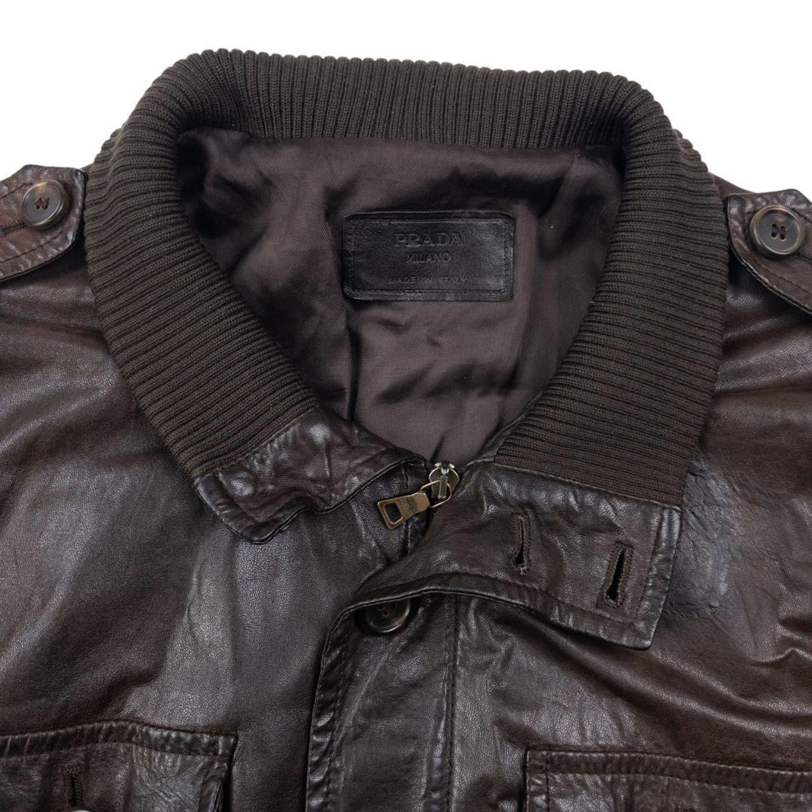 Prada Vintage 2010 Prada Multi Pocket Leather Jacket Size L Size US L / EU 52-54 / 3 - 3 Thumbnail