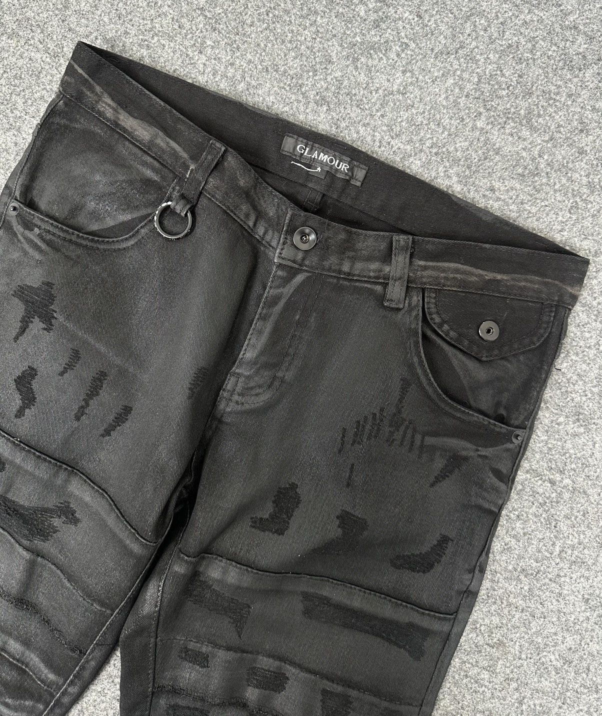 Hysteric Glamour × If Six Was Nine × Le Grande Bleu (L.G.B.) Hysteric - Biker Style Ripped Waxed Jeans - Black Size US 31 - 3 Thumbnail