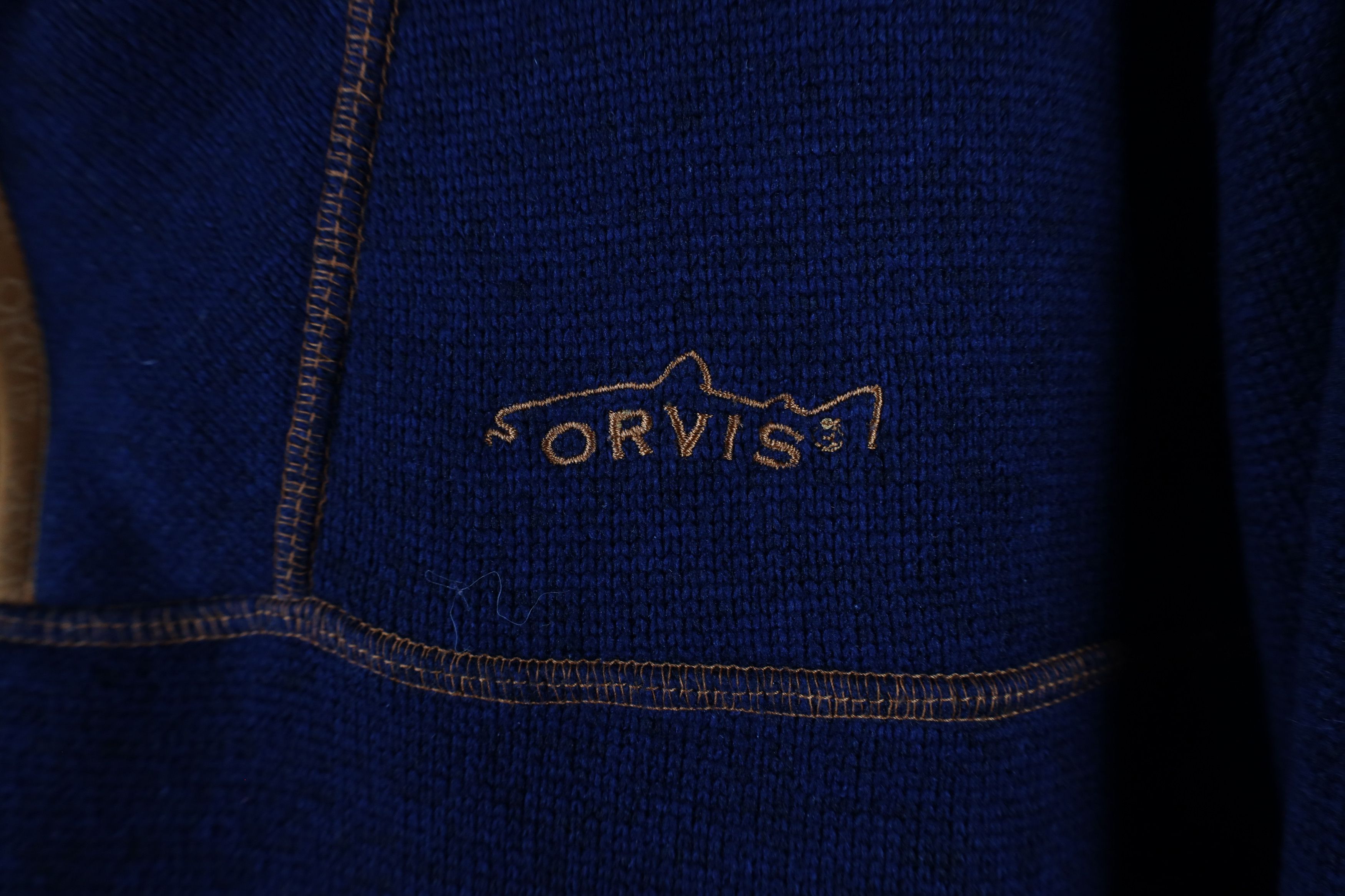 Orvis × Vintage Orvis Trout Bum Spell Out Half Zip Knit Fleece Sweater Blue Size US XL / EU 56 / 4 - 4 Thumbnail