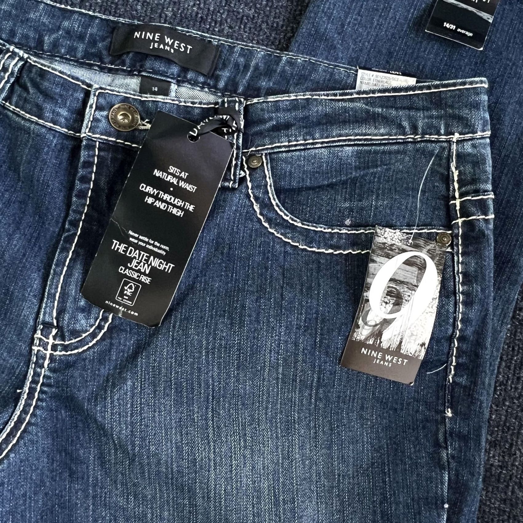 Nine West Nine West Womens Jeans Capri Blue Classic Rise Ethereal Denim 14/31 Size 36" / US 14 / IT 50 - 3 Thumbnail
