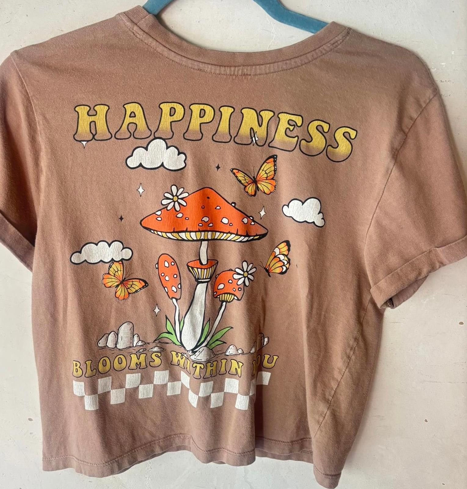 Other Cute Mushroom & Butterfly Graphic Women's Crop T-Shirt Size S / US 4 / IT 40 - 6 Thumbnail