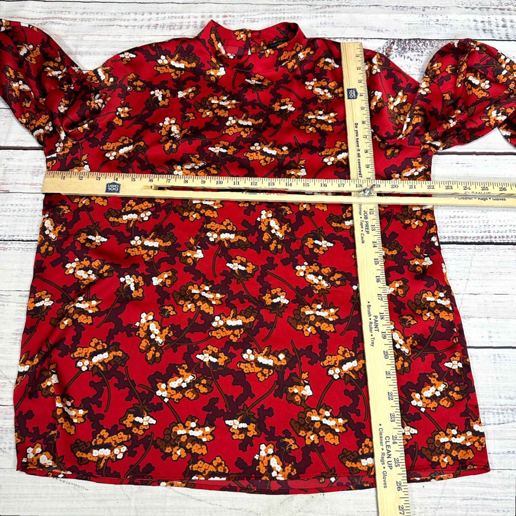 Ann Taylor Ann Taylor Blouse Womens Long Sleeve Pullover Red Print Sz L Button Cuffs Size L / US 10 / IT 46 - 2 Thumbnail