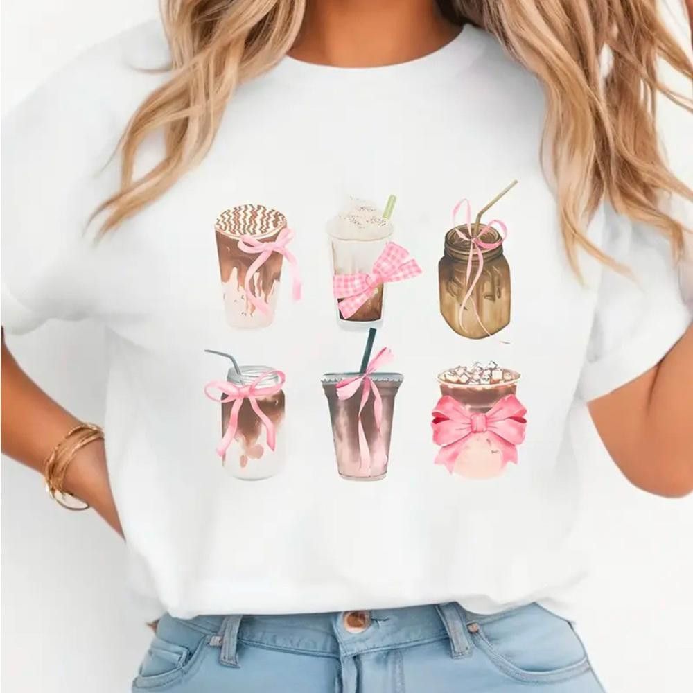 Designer Coffee lovers pink bow t shirt ☕️🎀 Size M / US 6-8 / IT 42-44 - 2 Thumbnail