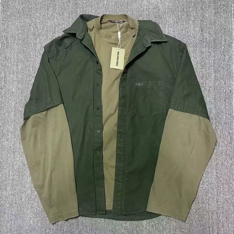 Balenciaga Balenciaga Fake two-piece stitching coat shirt black, gree Size US M / EU 48-50 / 2 - 1 Thumbnail