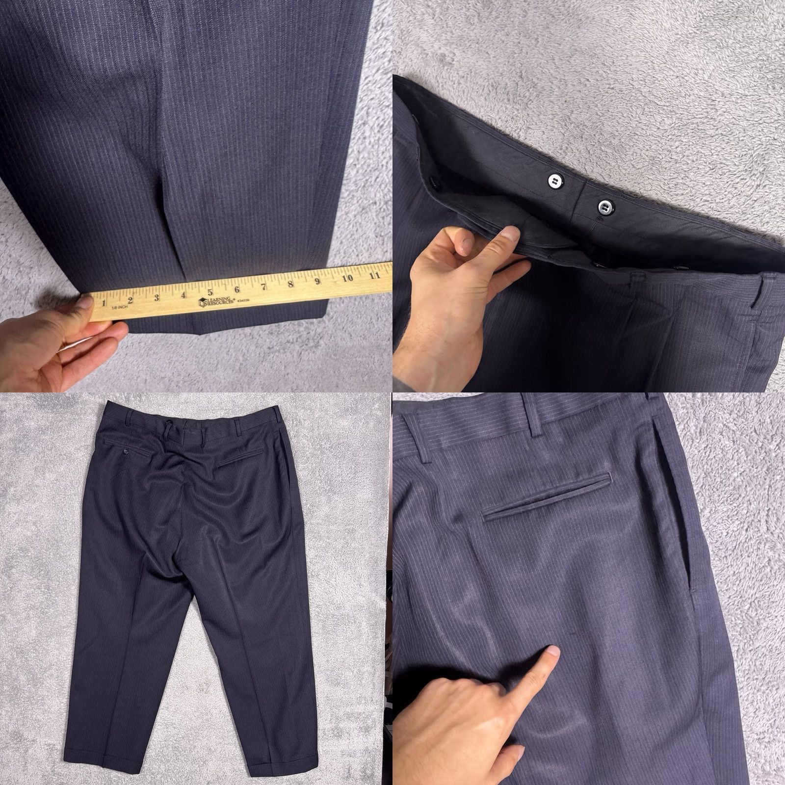 Jos. A. Bank Jos A Bank Suit Mens 46R 38x27 2 Piece 100% Wool Pinstripe Cuffed 2 Button Set Size 46R - 10 Thumbnail