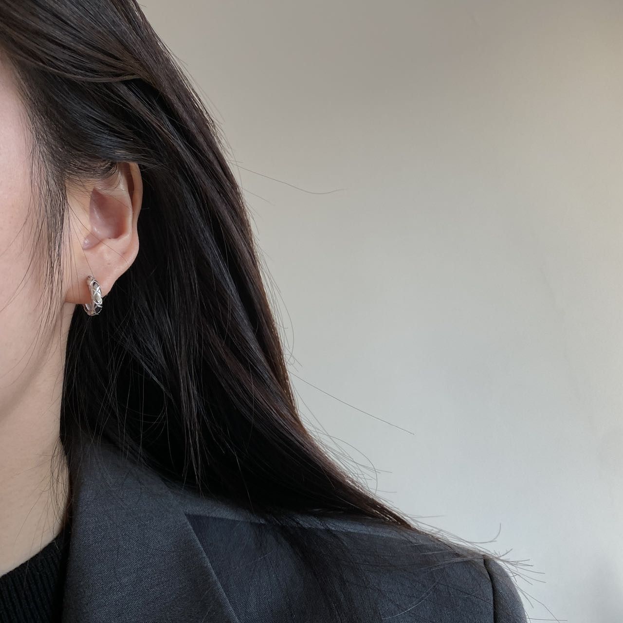 Other Polished Metal Texture Silver Hoop Earrings for Women Size ONE SIZE - 5 Thumbnail