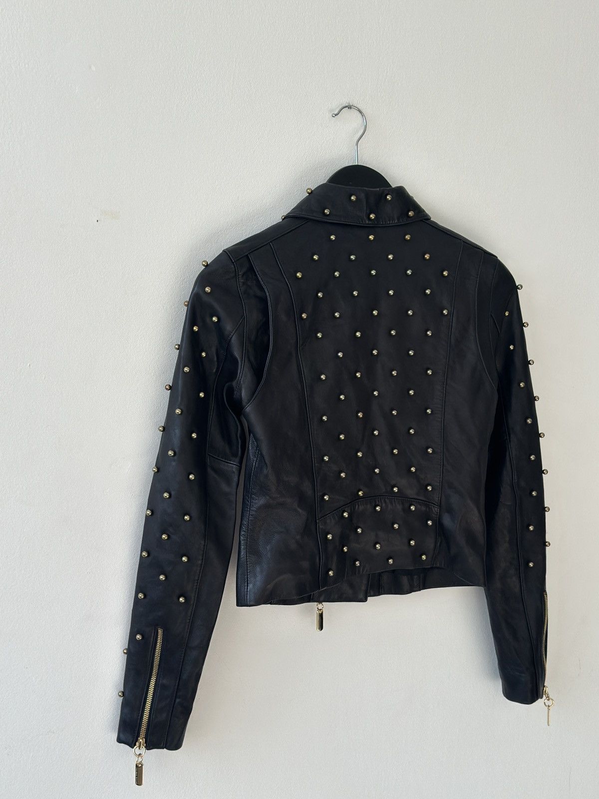 Thomas Wylde THOMAS WYLDE Leather Studded Biker Jacket Gold Tone Hardware Size XS / US 0-2 / IT 36-38 - 15 Thumbnail