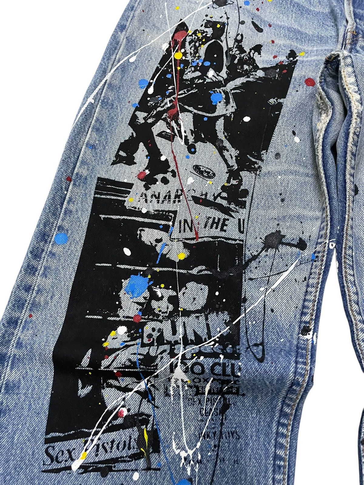 Hysteric Glamour × Levi's × Seditionaries Vintage Levis 501 Riot Poems Paint Splatter Jeans Size US 34 / EU 50 - 7 Thumbnail