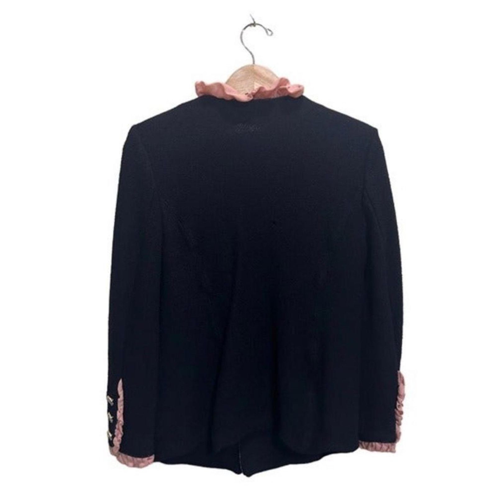 St. John St John Chic Black Jacket with Ruffled Pink Skirt Suit Size M / US 6-8 / IT 42-44 - 3 Thumbnail