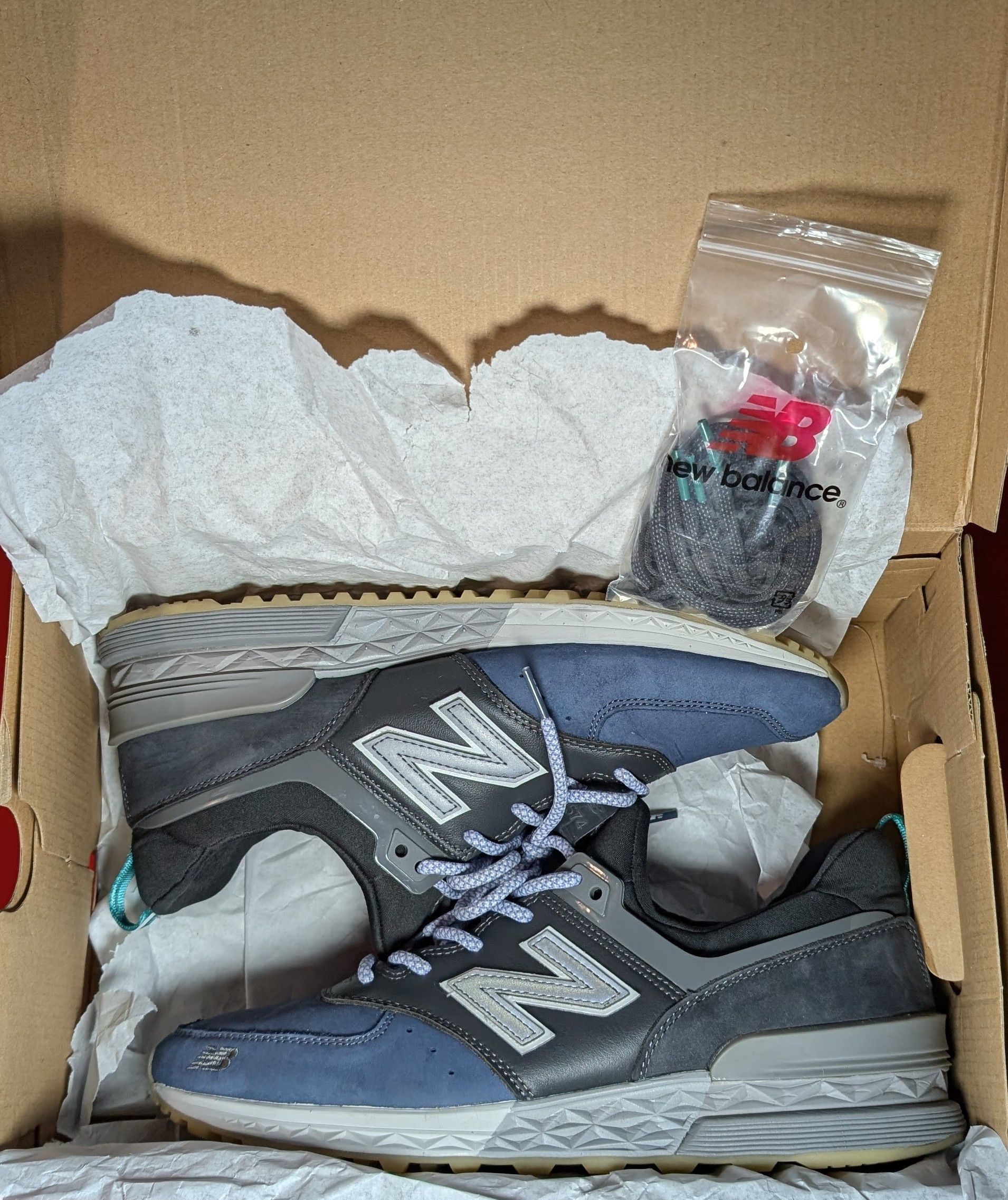 New Balance Size 9.5 - New Balance Mita Sneakers x 574 Black Blue Size US 9.5 / EU 42-43 - 8 Thumbnail