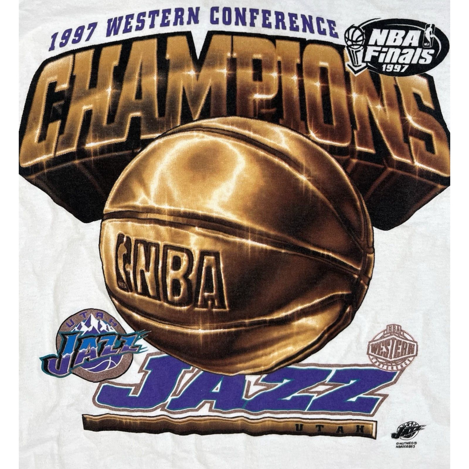 Lee VINTAGE Lee Utah Jazz T Shirt 2XL White Modern Logo 90s Mens Baseball Basketball Short Sleeve Size US XXL / EU 58 / 5 - 4 Thumbnail