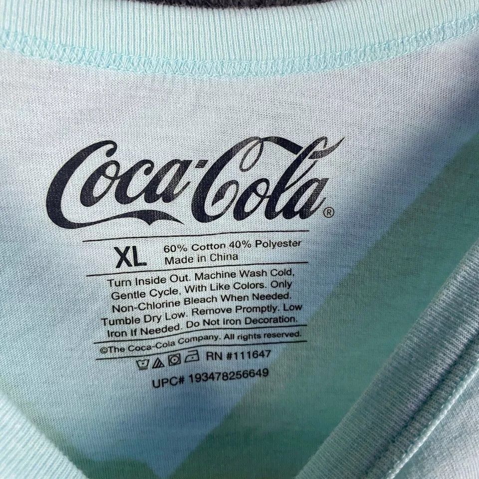Coca Cola Coca Cola Top Women's XL Crop Short Sleeve Blue Rainbow Size XL / US 12-14 / IT 48-50 - 3 Thumbnail