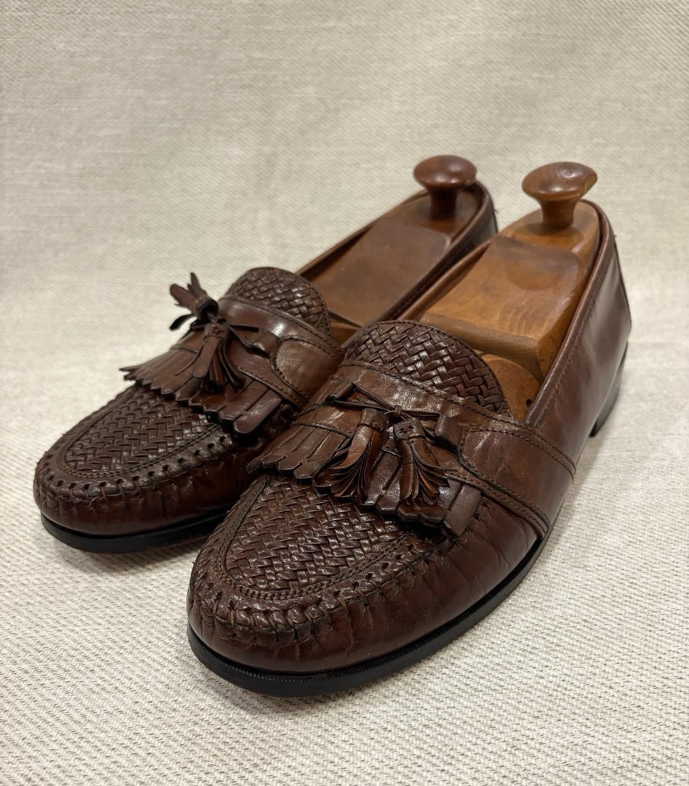 Nunn Bush NUNN BUSH Men's Strafford Woven Leather Loafer Cognac 7 M Size US 7 / EU 40 - 3 Thumbnail