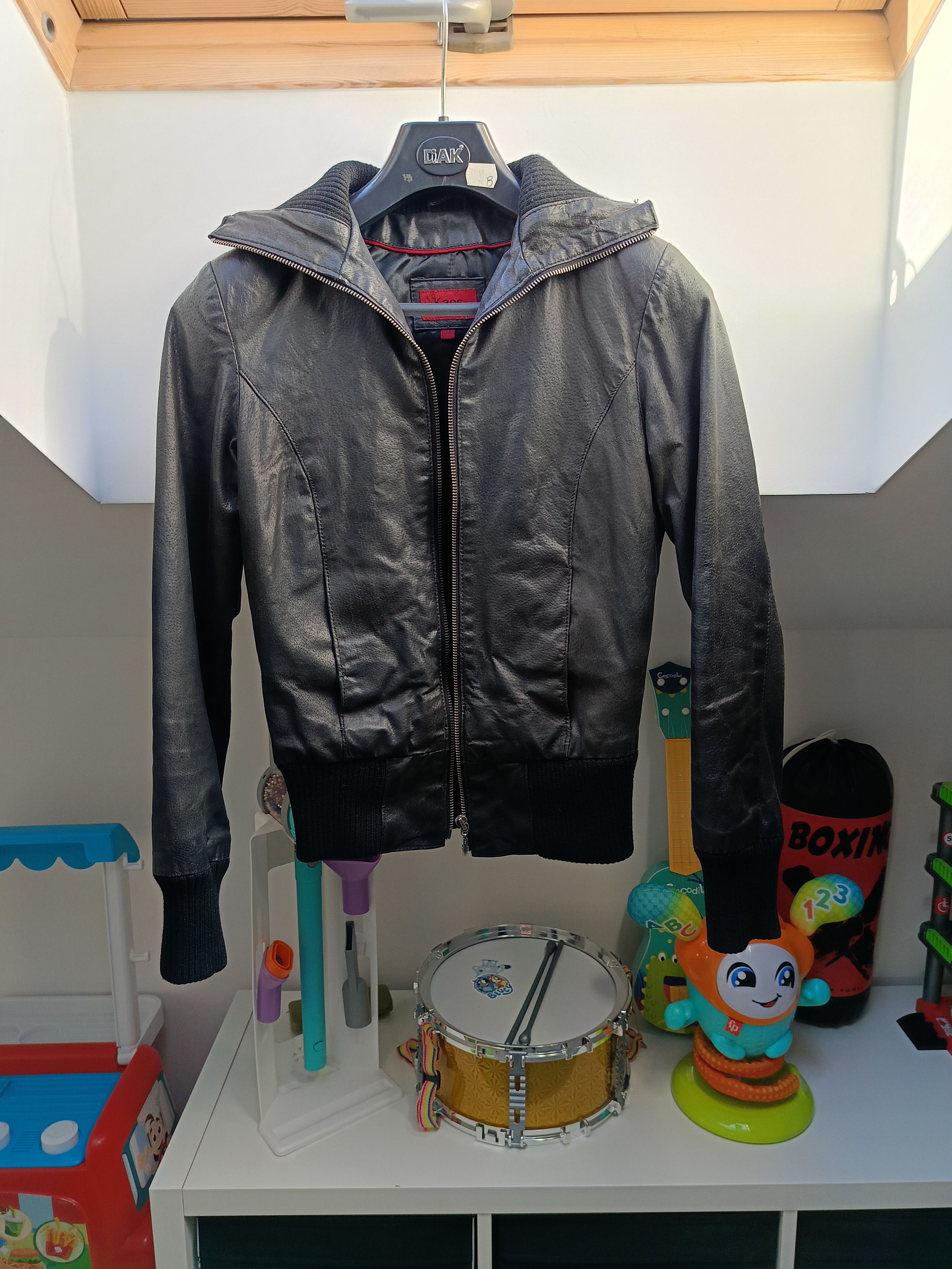 Vintage Kaos Black Leather Jacket Size XS / US 0-2 / IT 36-38 - 1 Thumbnail