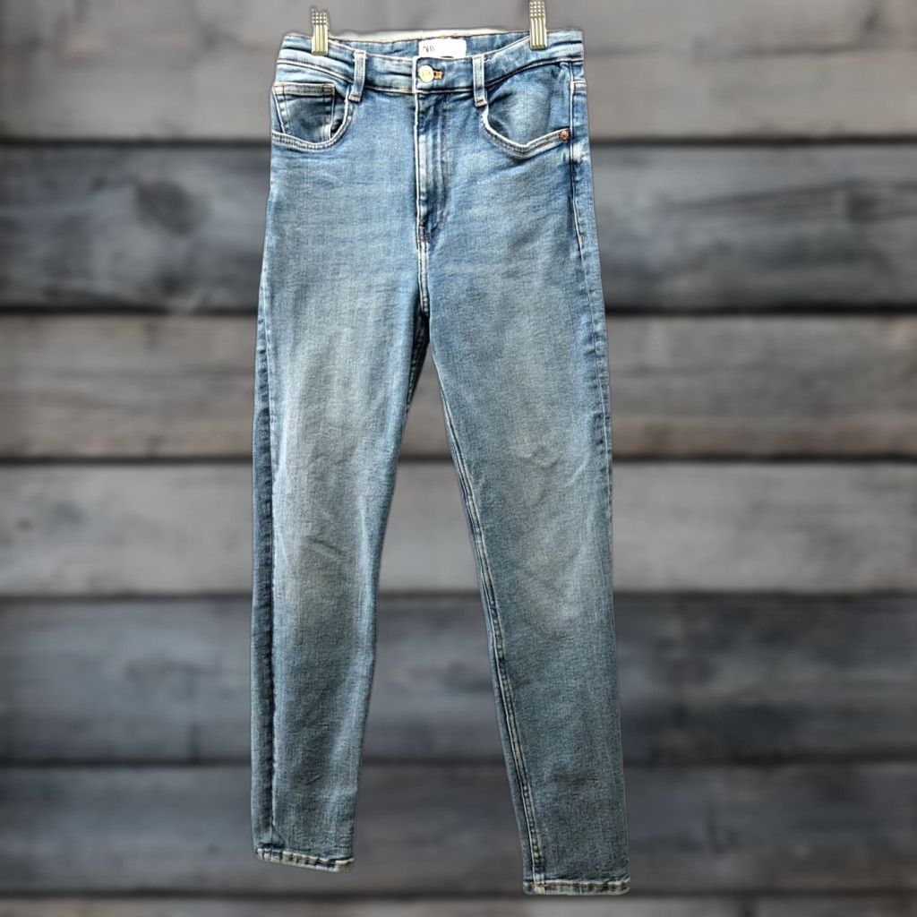 Zara Zara Jeans Womens 4 Blue Light Wash High Rise Skinny Stretch Denim 5-Pocket Inseam 26in Size 27" / US 4 / IT 40 - 1 Thumbnail
