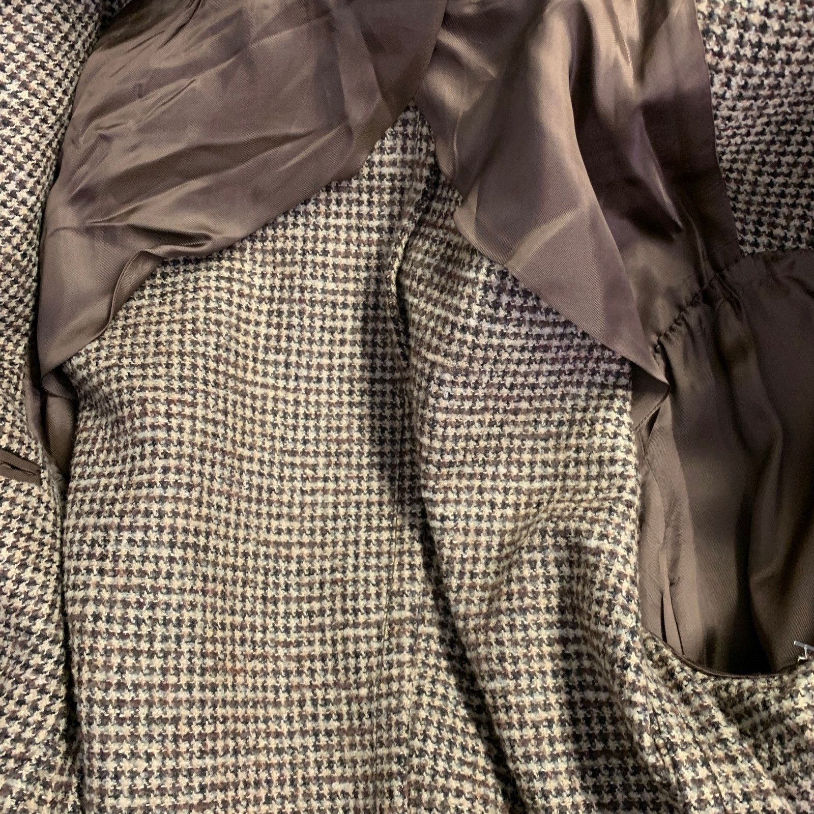 Saks Fifth Avenue SAKS FIFTH AVENUE Khaki Brown Houndstooth Wool Sport Coat Size 40R - 9 Thumbnail
