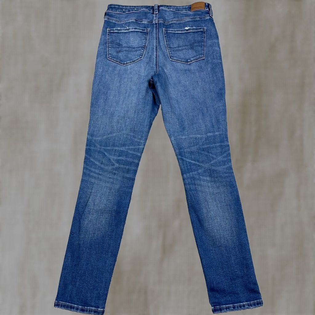 American Eagle Outfitters American Eagle Outfitters Jegging Jeans 10 Denim High Rise 5-Pocket Distressed Blue Women Jeans Mens Women? Size 32" / US 10 / IT 46 - 1 Thumbnail