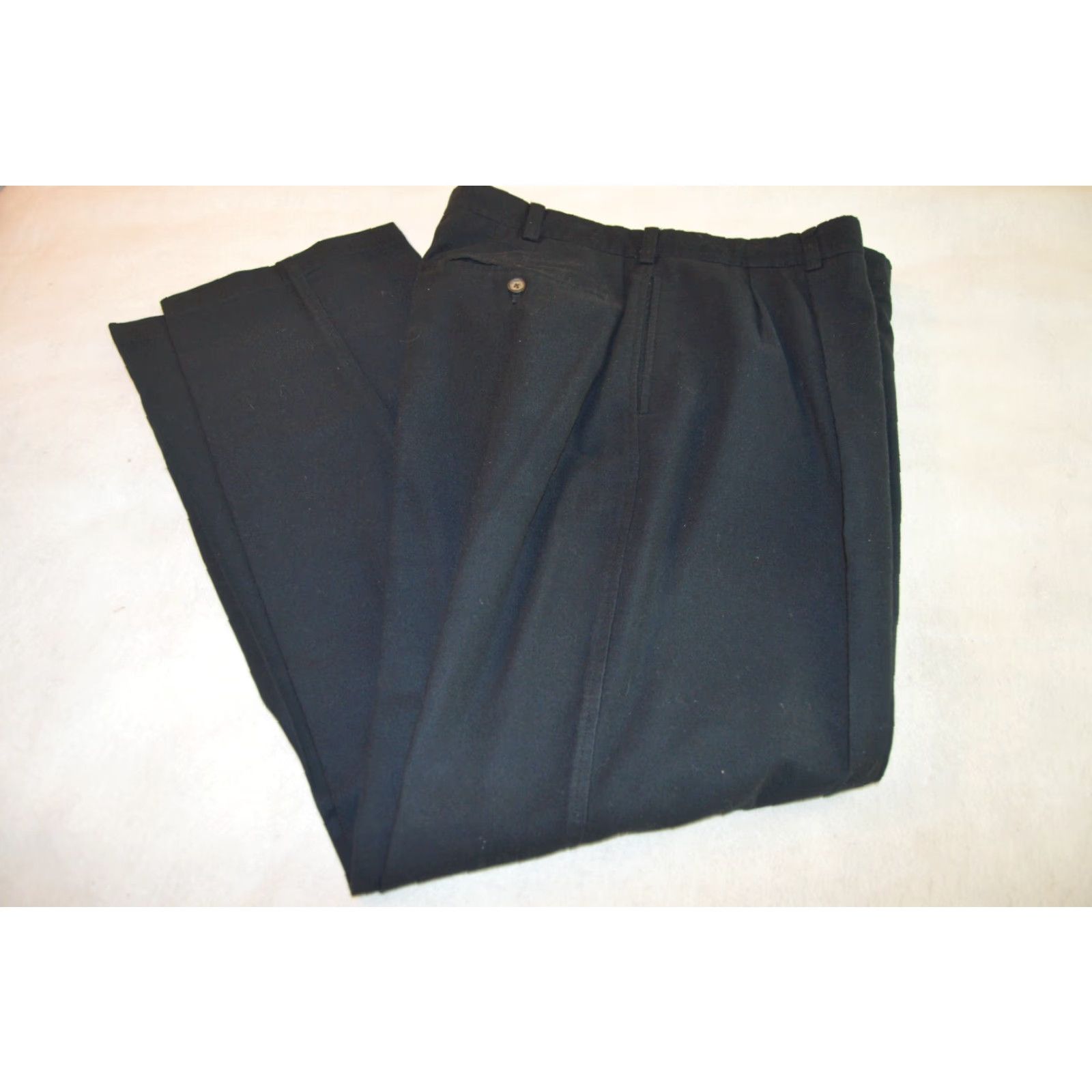 Cremieux Daniel Cremieux Chino Pants Men 36x32 Black Cotton Blend Flannel Button Zip Pockets Relaxed Straight — Vintage No Size US 36 / EU 52 - 2 Thumbnail