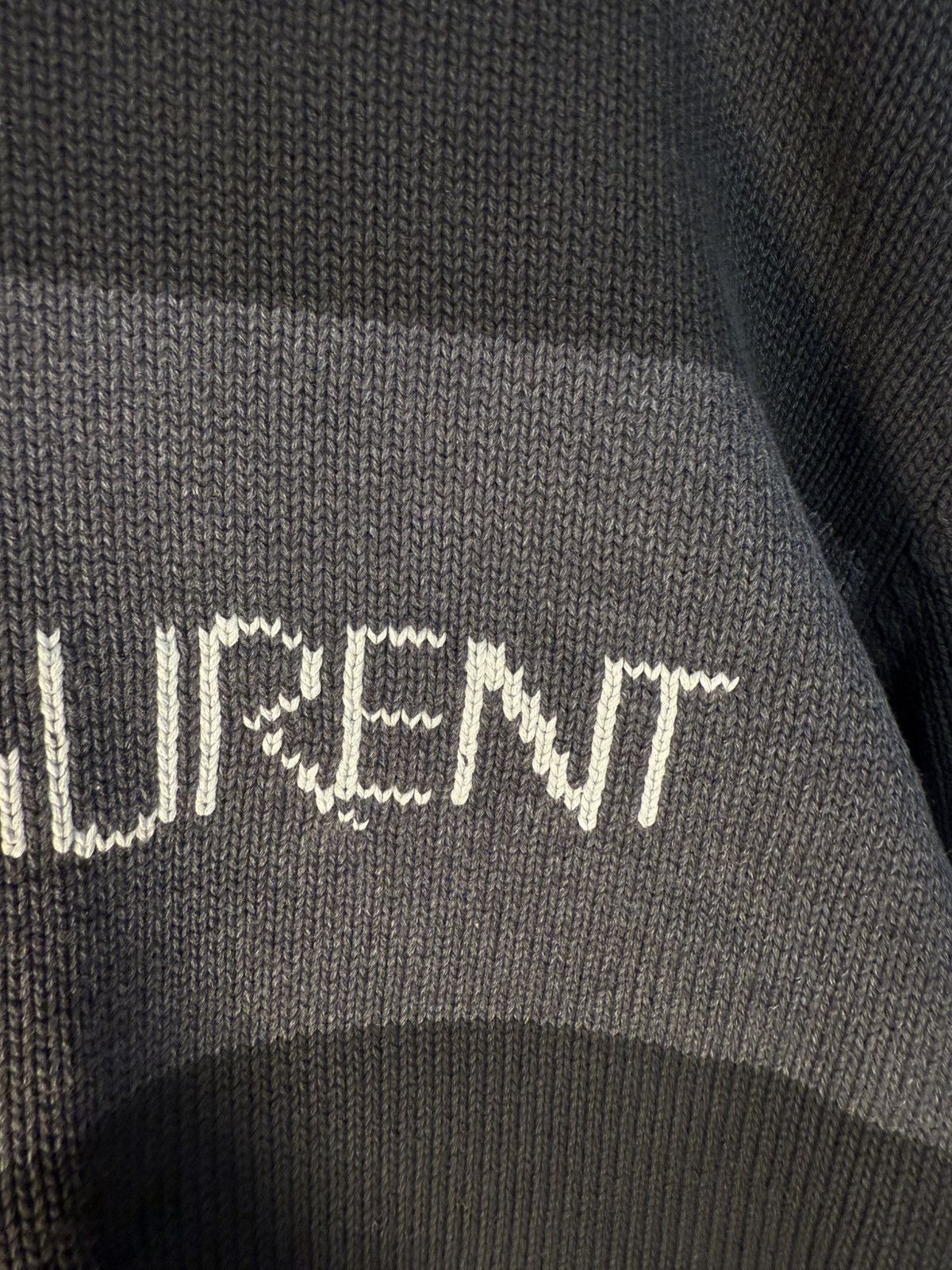 Yves Saint Laurent Black YSL Sweater Knit Big Logo V-neck Vintage y2k Rare Size US L / EU 52-54 / 3 - 10 Thumbnail
