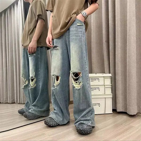 VIBE Design ripped jeans retro high street all-match Size US 32 / EU 48 - 4 Thumbnail