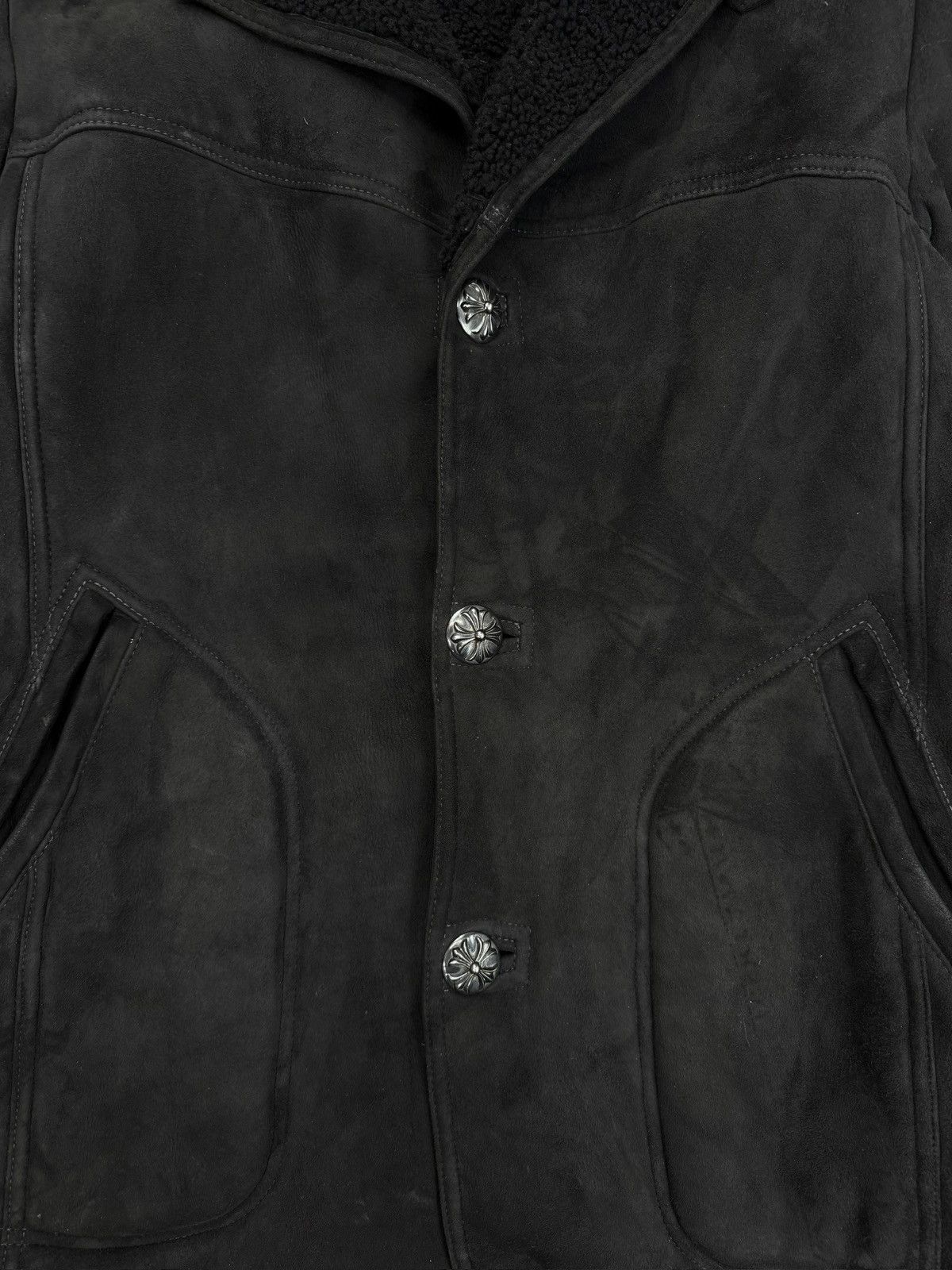 Chrome Hearts Chrome Hearts Mouton Fur Suede Shearling Lined .925 Silver Sun Faded Jacket Size US L / EU 52-54 / 3 - 2 Thumbnail