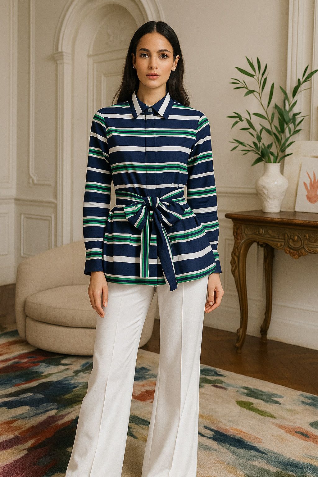 Carolina Herrera Carolina Herrera Striped Cotton Belted Shirt Dress Top 2 Size XS / US 0-2 / IT 36-38 - 15 Thumbnail