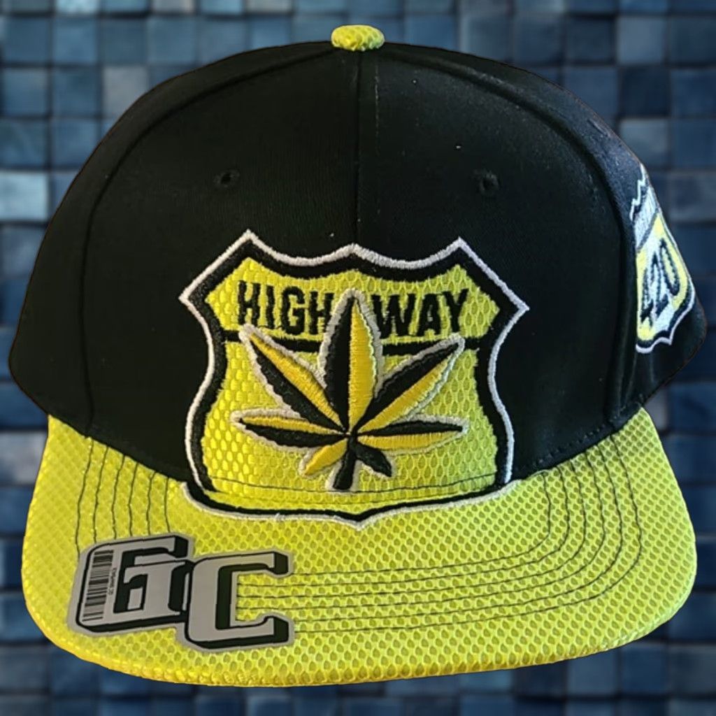 Vintage VINTAGE Marijuana Leaf Cannabis Baseball Cap Snapback Adjustable Men Black Yellow 420 Weed Hat Size ONE SIZE - 1 Thumbnail