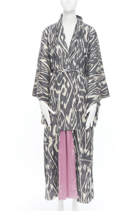 Oscar De La Renta new OSCAR DE LA RENTA SS19 Runway brown black leopard pink silk lined kimono L Size M / US 6-8 / IT 42-44 - 1 Thumbnail