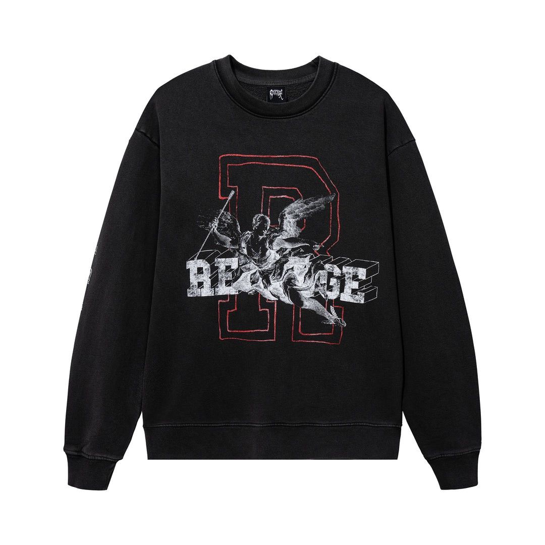 Revenge KOSUKE KAWAMURA FADED ViNTAGE BLACK R-LOGO ANGEL CREWNECK Size US XL / EU 56 / 4 - 14 Thumbnail