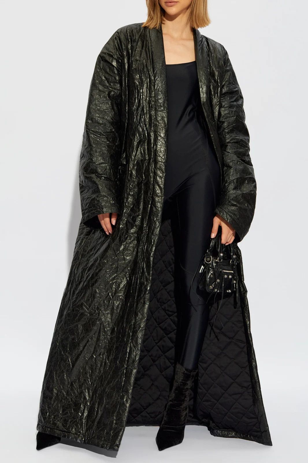 Balenciaga o1bcso1str0625 Bathrobe Maxi Coat in Black Size US S / EU 44-46 / 1 - 1 Thumbnail
