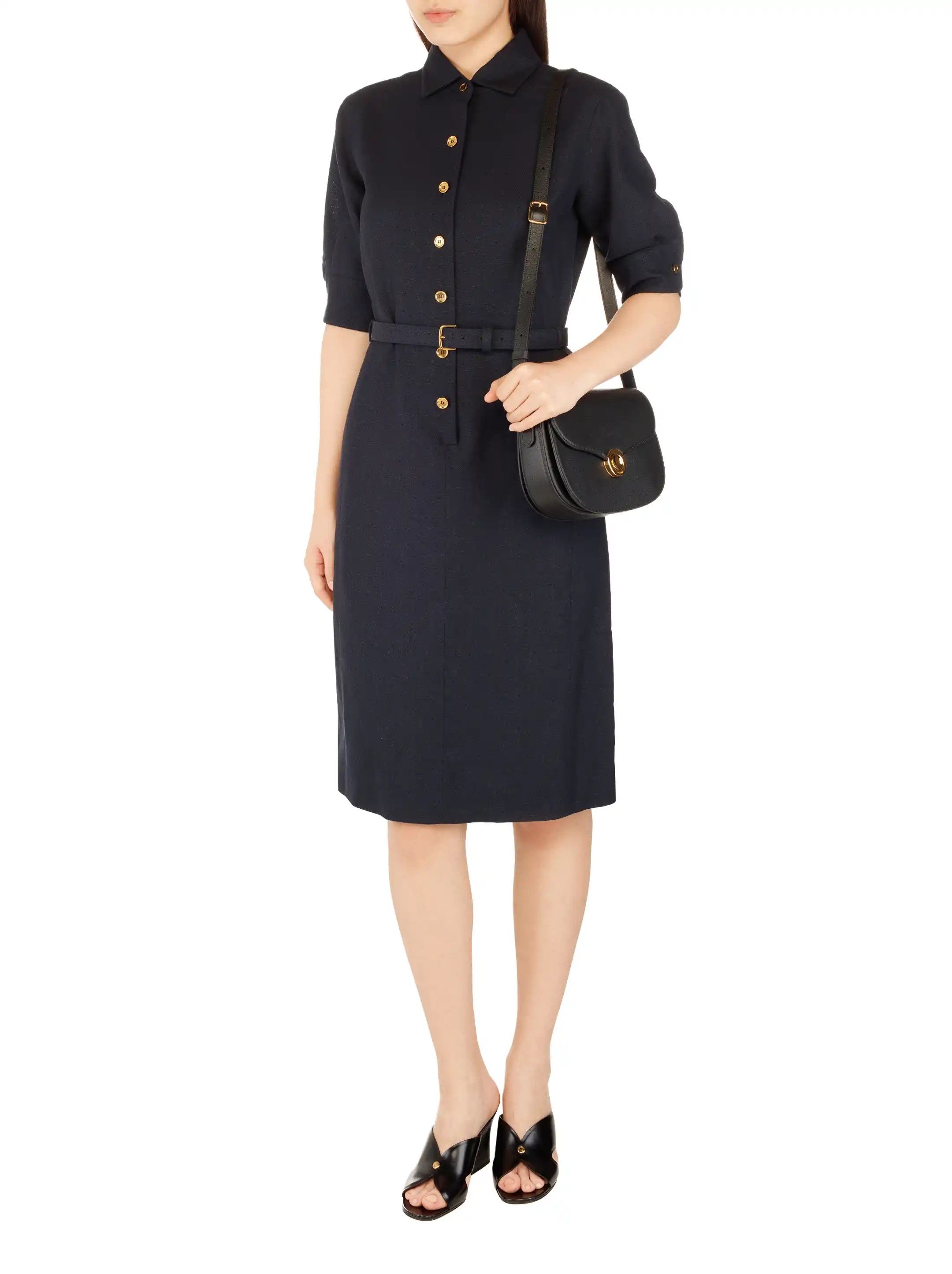 Loro Piana o1srvl11e0526 FAP0218 Carmen Shirt Midi Dress in Navy Blue Size XS / US 0-2 / IT 36-38 - 2 Thumbnail