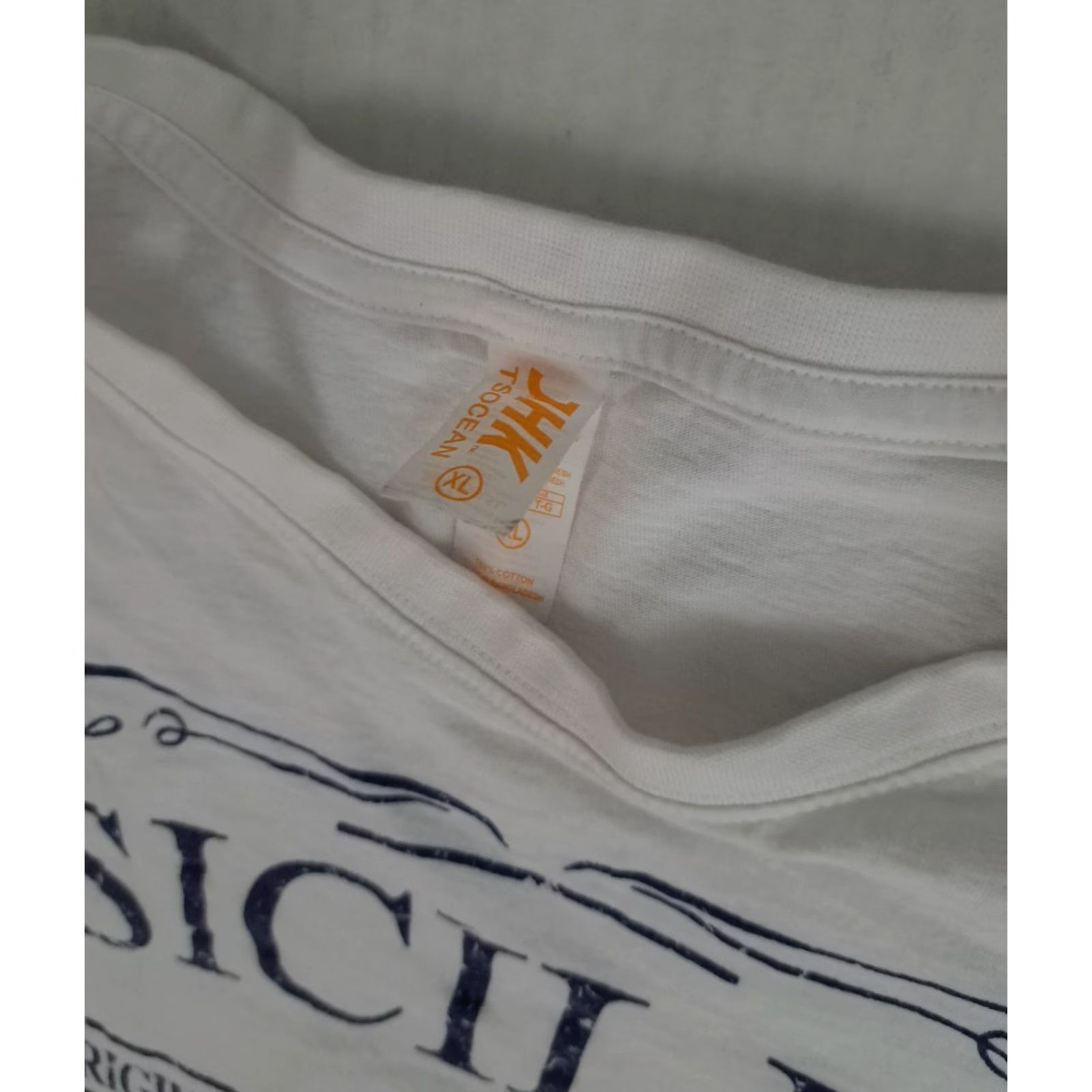 X-LARGE VINTAGE Sicilia Italy Flag T-Shirt White XL Women Regular Cotton Canvas Crew Neck Short Sleeve JHK Size XL / US 12-14 / IT 48-50 - 2 Thumbnail