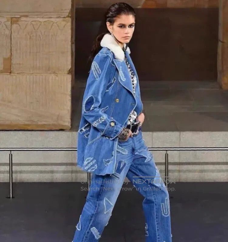 Chanel Chanel Egypt Series Blue Embroidered Collage Cotton Lapel Size M / US 6-8 / IT 42-44 - 9 Thumbnail