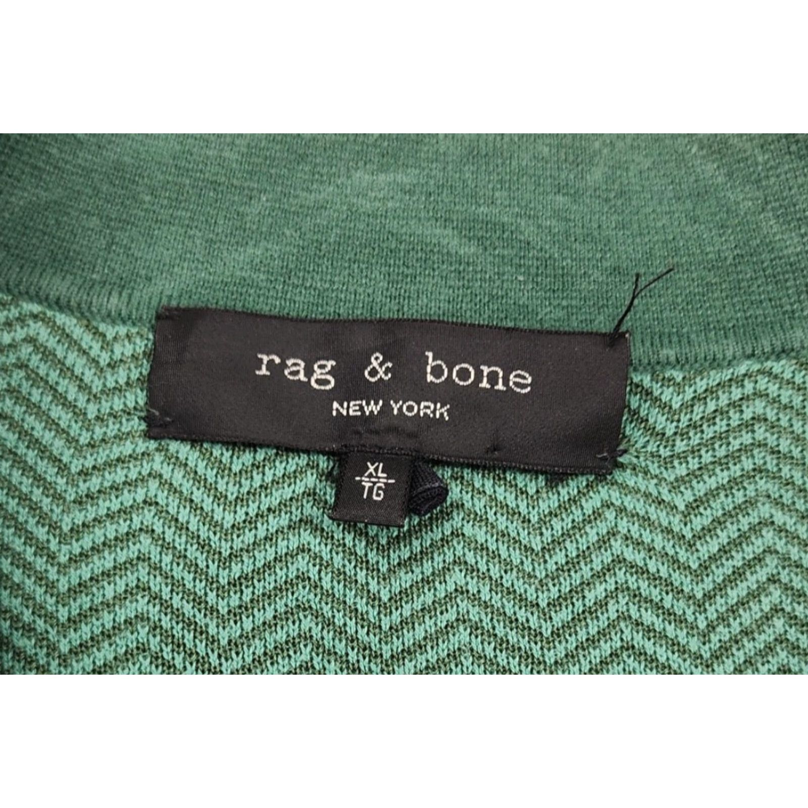 Rag & Bone rag & bone Shirt Mens XL Green Knit Button Up Collar Herringbone Pocket Stretch Size US XL / EU 56 / 4 - 4 Thumbnail