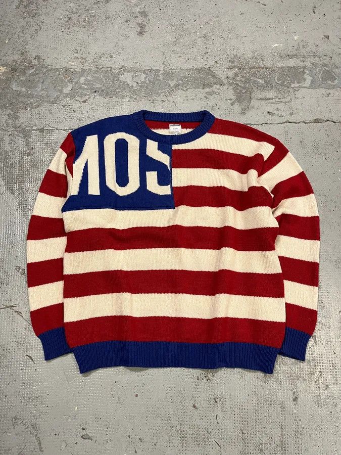 Moschino 2000s Moschino USA Flag Bootleg Red White Blue Wool Sweater Size US L / EU 52-54 / 3 - 4 Thumbnail