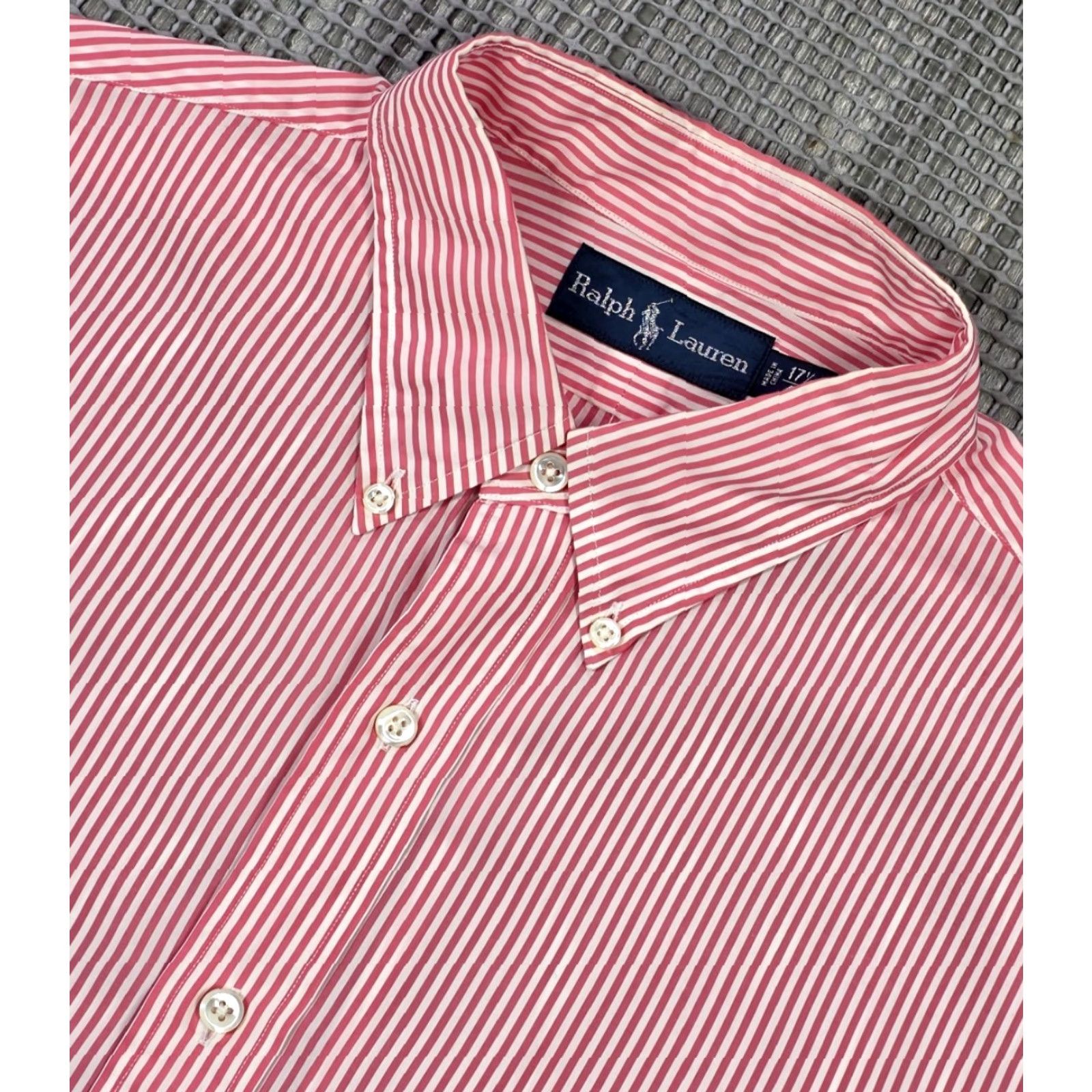 Polo Ralph Lauren VINTAGE Polo Ralph Lauren Shirt Mens 17.5 Pink Stripe Poplin Bengal Long Sleeve Button-Up Knit? Size US XXL / EU 58 / 5 - 5 Thumbnail