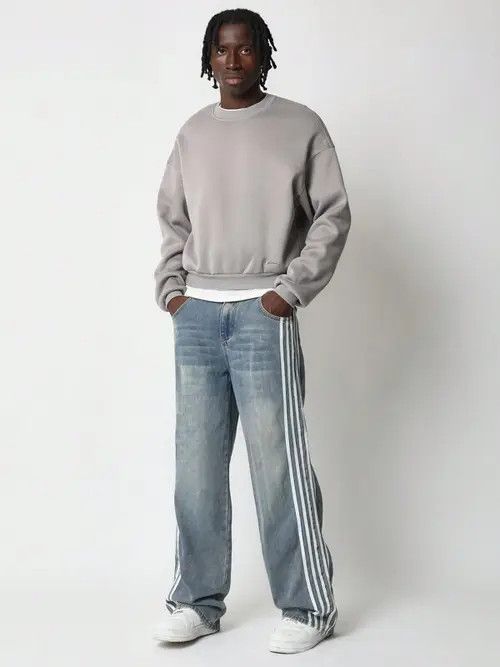 Jean Vintage Loose fit Stripe Y2k Jeans Denim Size US 32 / EU 48 - 2 Thumbnail