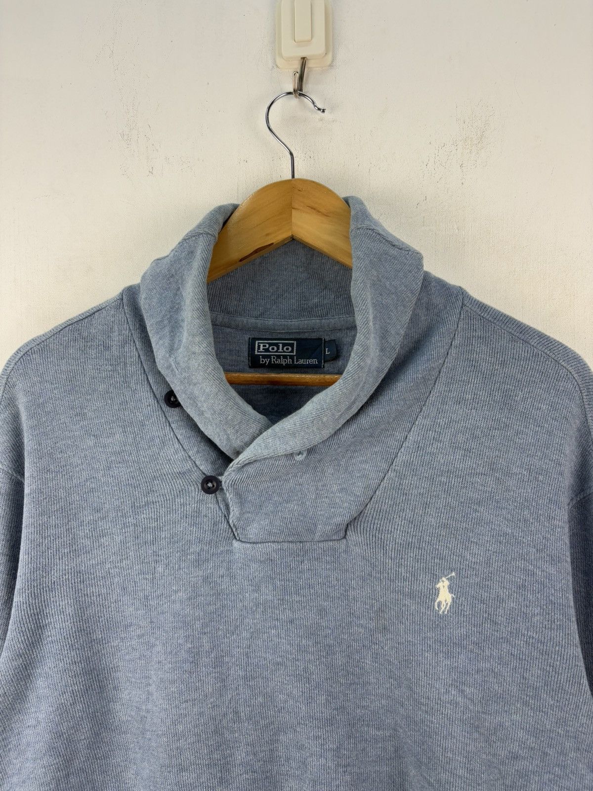 Polo Ralph Lauren Vintage Polo Ralph Lauren Sweatshirt Shawl Collar Pullover Size US L / EU 52-54 / 3 - 3 Thumbnail