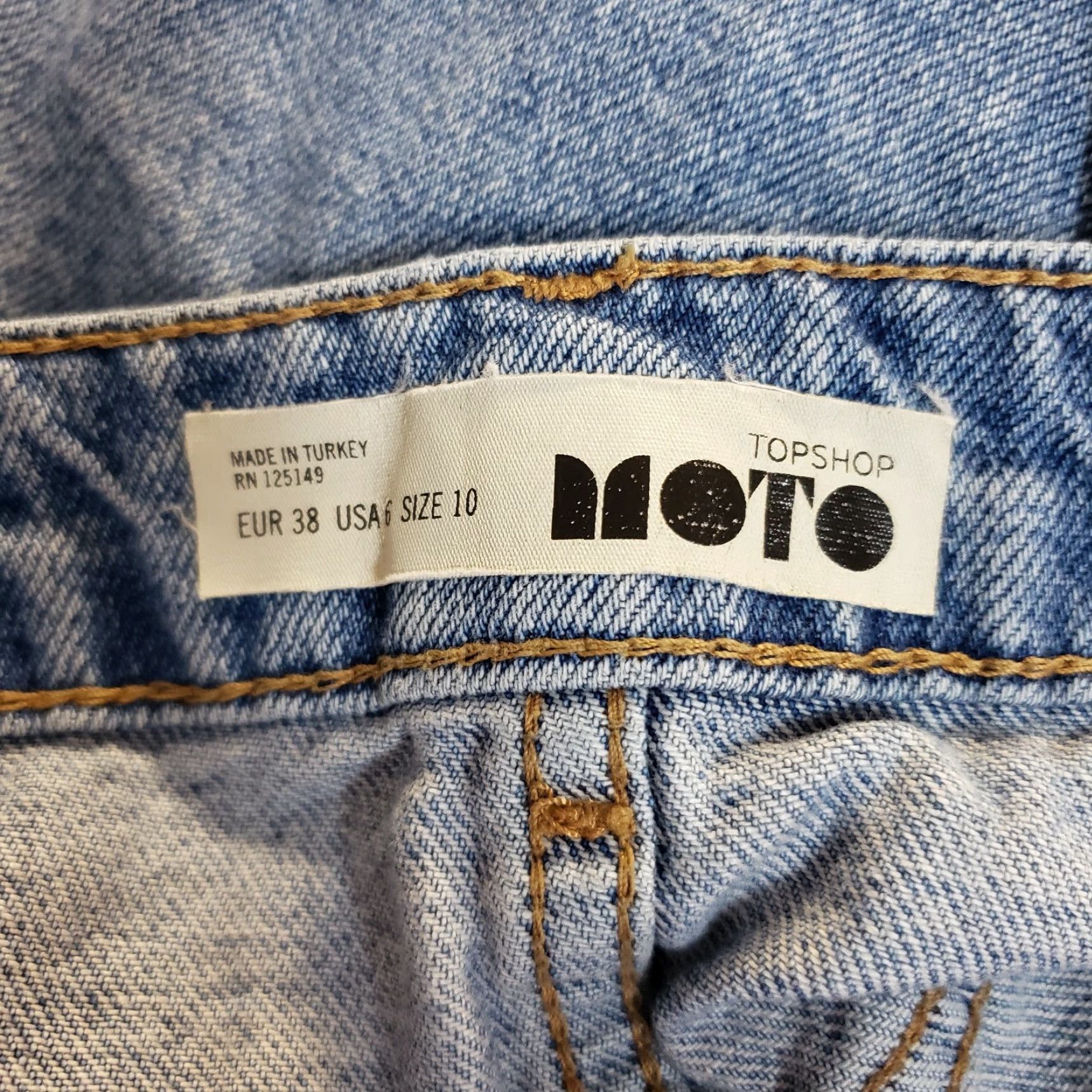 Topshop Topshop Moto Denim Skirt Womens Size 6 Blue Button Front Raw Hem Cotton A-Line Short Night? Size 28" / US 6 / IT 42 - 4 Thumbnail
