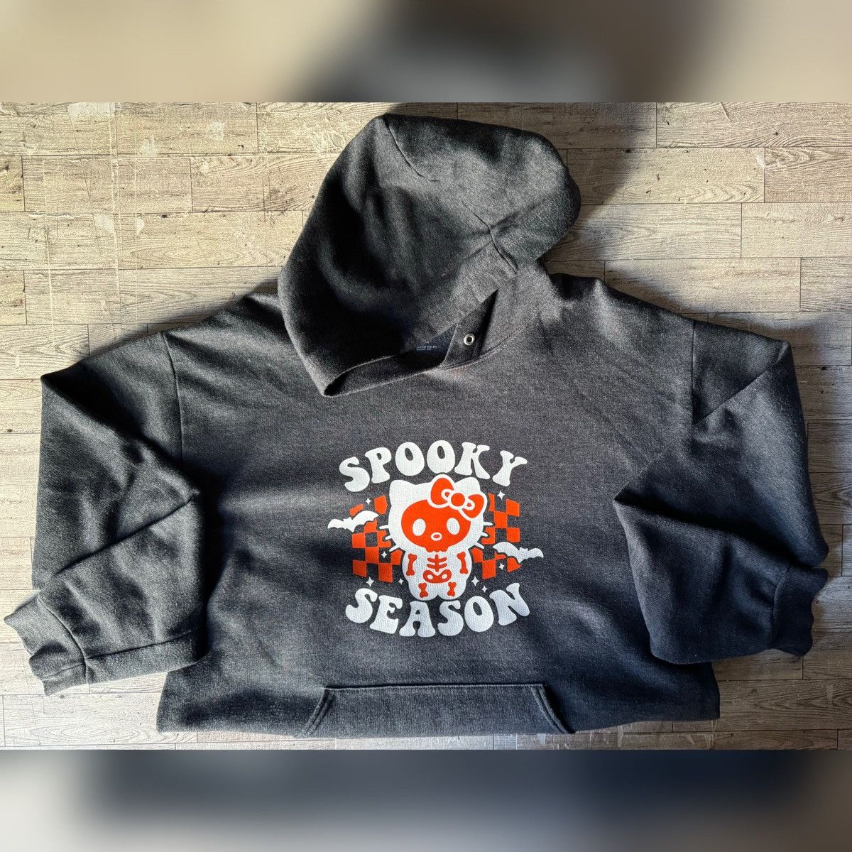 Other Spooky Skeleton Kitty, Reworked Retro Hooded Sweatshirt Size M / US 6-8 / IT 42-44 - 5 Thumbnail